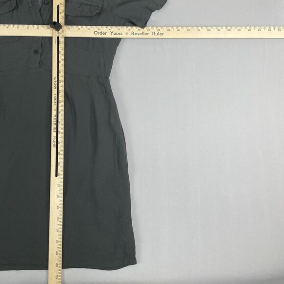 Mittoshop Button Detail Midi Shirt Dress Women's M Grey Short Sleeve Collared - Picture 11 of 14